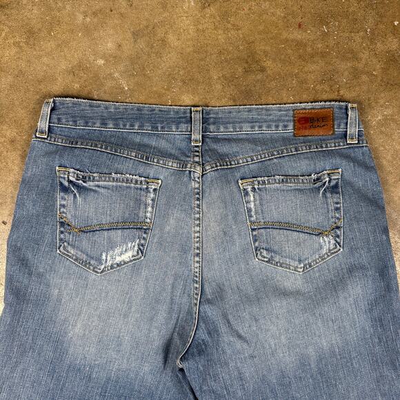 BKE Easy Street Stretch Bootcut Jeans Mens 34x33.5 Blue Faded Distressed Denim‎ - Picture 4 of 16